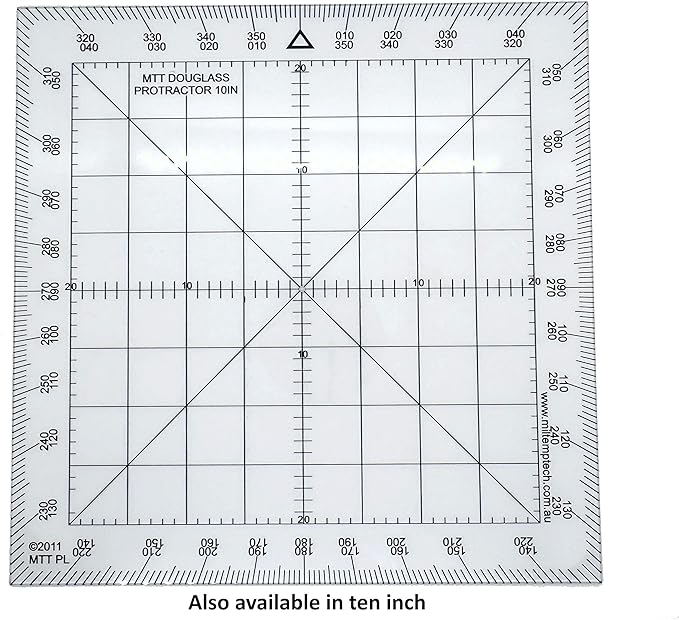 Douglas Protractor Graduated in Degrees for Angle Measurements and map Plotting for Outdoor, Marine or air Navigation, Hiking, Orienteering and Survival