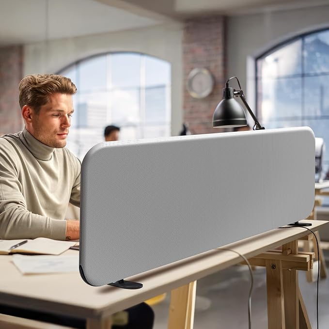 DECOLAB Desk Dividers, Portable Table Partition Screen Panel for Office, Workspace, Classroom, Student, Freestanding, Scratch Resiatance, 48"x18", Steel