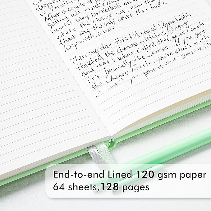 feela 3 Pack Hardcover Notebook For Women, Classic Ruled Lined Journal Set School Business Supplies, with 3 Black Pens, 120 GSM, 5.1”x8.3”, A5, Pastel Colors, Light Blue, Light Purple, Light Green