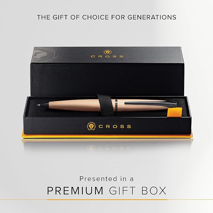 Cross ATX Refillable Ballpoint Pen Presented in a Luxury Gift Box - Medium Point, Black Ink, Sandblasted Rose Gold