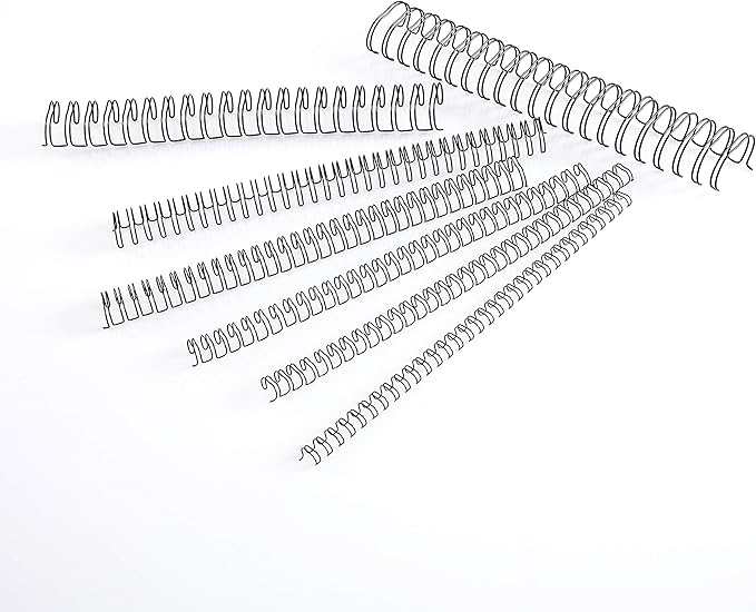 BNC Double Loop Wire Binding Rings Letter Size 3:1 Loops 32 Holes Black Color Pack of 100 (3/8 Inches)