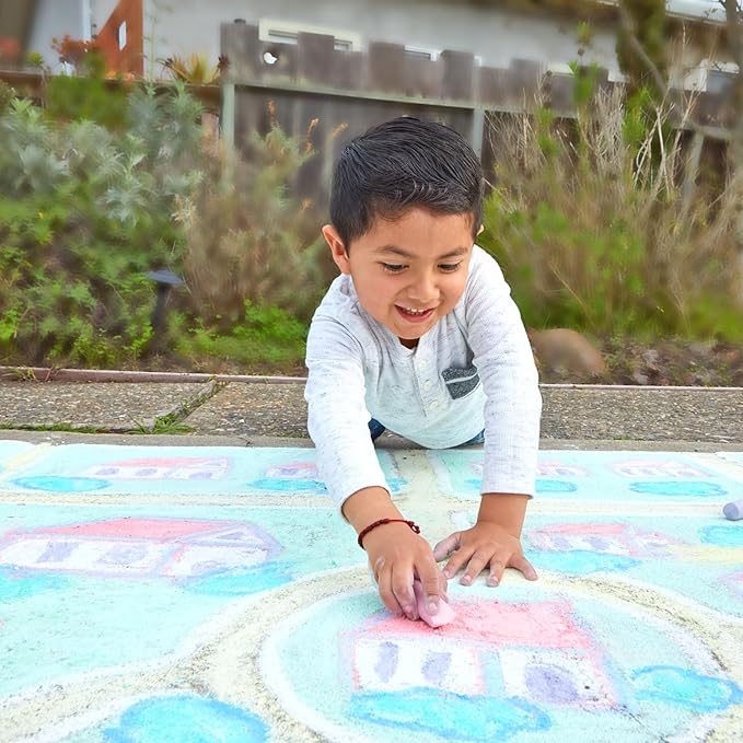 Colorations Sidewalk Chalk – 50pc 4” x 1” Washable, Bright Colored Chalk Set – Fun Kid Art Colors & Patterns – Draw on Classroom Chalkboard or Outdoor Playground – Jumbo Bulk