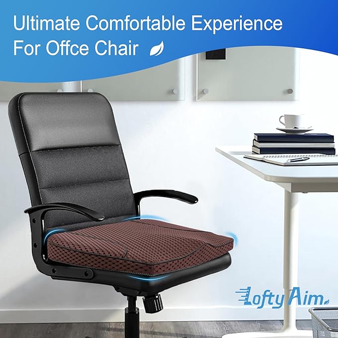 Car Seat Cushion, Comfortable Memory Foam Seat Pillow for Driving, Sciatica-Back Pain Relief, Cushion for Car-Truck, Office, Wheelchair - Mesh Brown