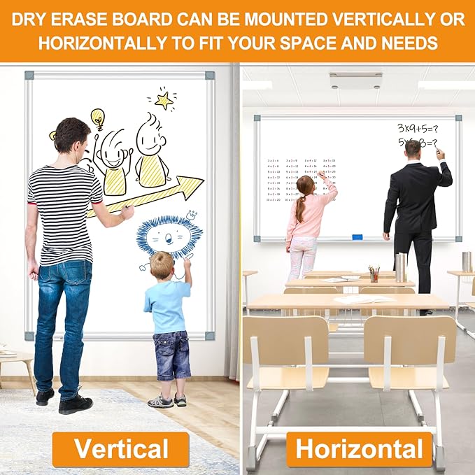 H-Qprobd Large White Board Dry Erase Board for Wall 72"X40" Magnetic Whiteboard with Long Pen Tray, Presentation Dry Erase Boards for Office, Classroom, School, Home