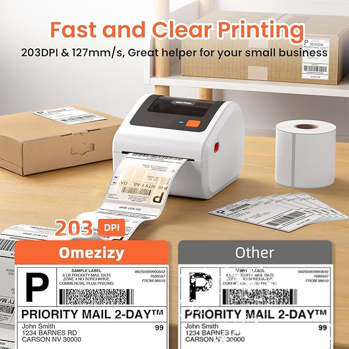 Bluetooth Thermal Shipping Label Printer - D450BT Thermal Label Printer 4x6 for Small Business & Shipping Packages, Compatible with iPhone, Android, iPad, Windows, macOS, Chrome, USPS, Amazon