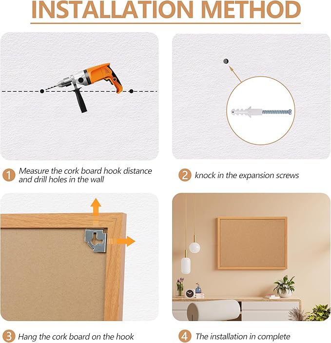 Board2by 2 Pack Cork Board Bulletin Board 24 x 36, Wood Framed Corkboards for Wall Decor, Hanging Office Message Board, Large Wall Mounted Notice Pin Board with 30 Push Pins for School, Home & Office