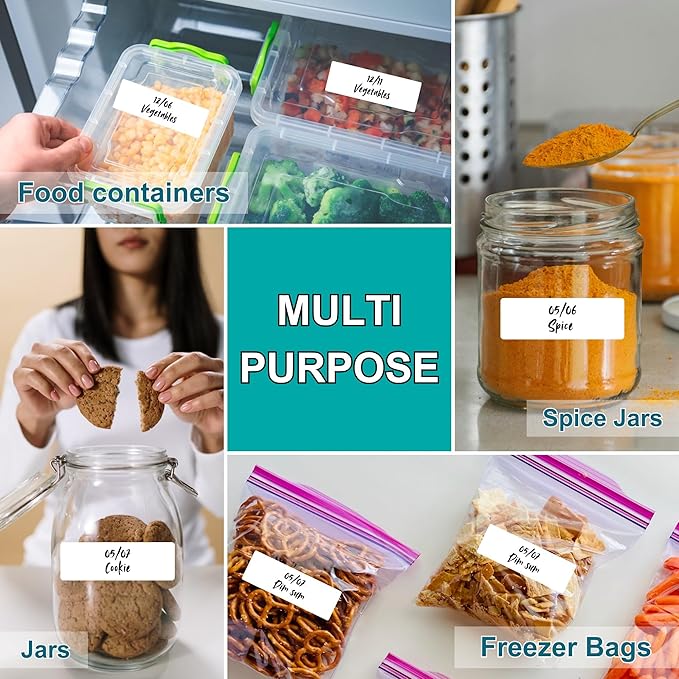 CATIFLIN 600 Blank Removable Freezer Label Stickers, 1”x3” Waterproof Adhesive Paper Tags with Perforation, Easy to Write & Peel for Food Jars, Bottles, Containers, Refrigerator, Storage
