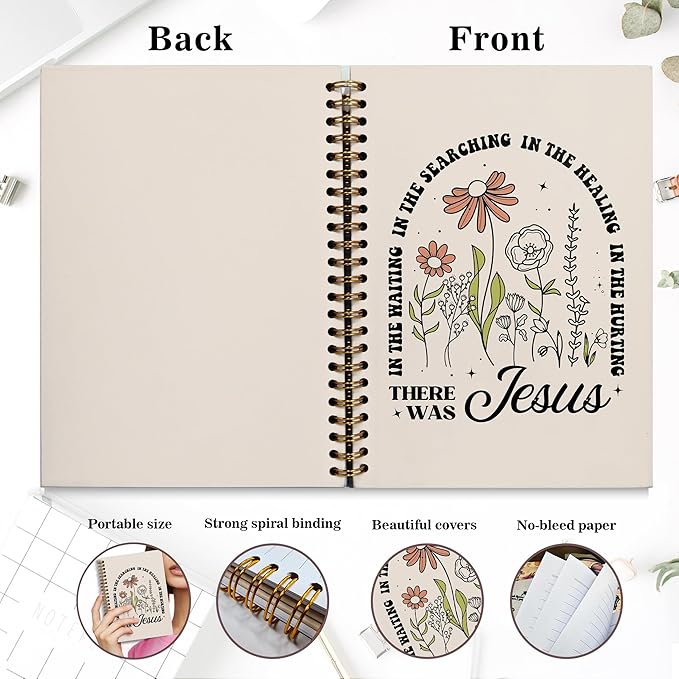 Bible Notebook, A5 Spiral Christian Journal with Floral Pink Butterfly Notebook, Bible Verse-God Says You Are, Inspirational Notebooks for Women, Bible Study, Gift for Birthday Christmas