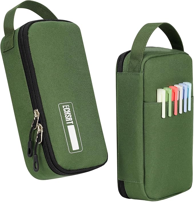 ECHSRT Big Pencil Case, Aesthetic Portable Zipper Pencil Bag with Hidden Pocket, Special Pouch for Men Women Adults, Stationery Organizer Pen Cases for Office Travel,Army Green