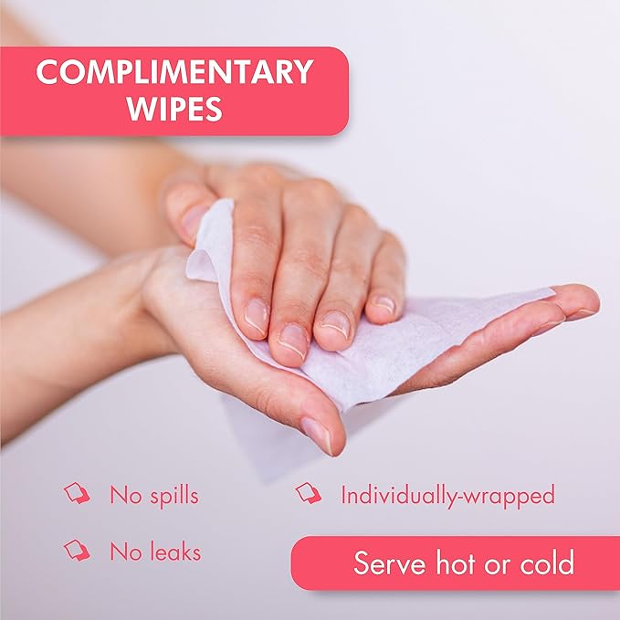 Diamond Wipes Pre-moistened Hand Wipes - “With Our Compliments” Logo 10x8” Extra Thick Lemon-Scented Pack of 1000 Individually Wrapped Wet Wipes