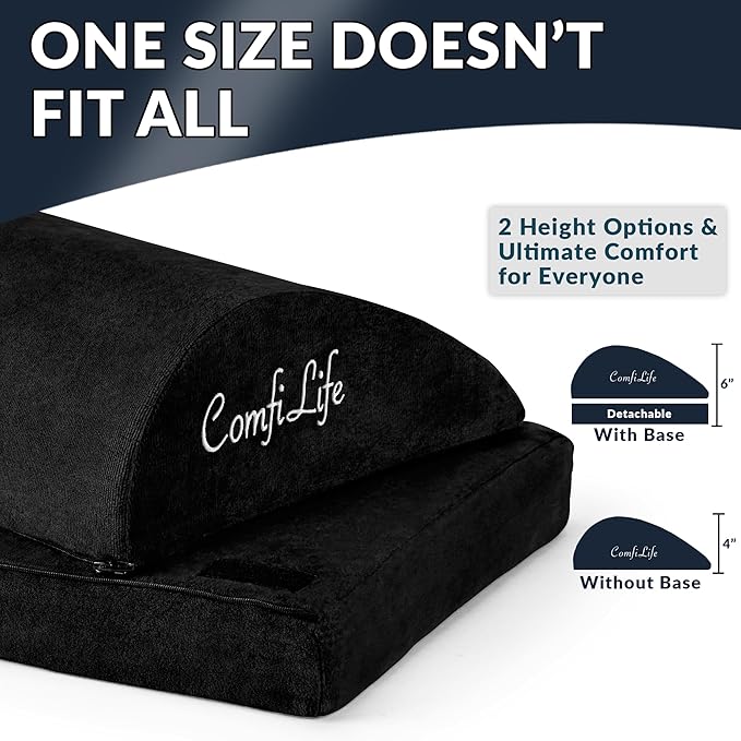 ComfiLife Foot Rest for Under Desk at Work – Adjustable Desk FootRest for Office Chair, Gaming Accessories – Ergonomic Teardrop Design for Back, Hip & Leg Pain Relief – 100% Memory Foam (Black)