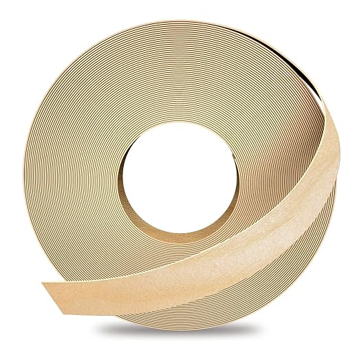 GSCIT Club Birch Edge Banding, 7/8 inch x 50ft roll of Veneer Edge Banding - Pre-glued Flexible, Real Wood Tape for Cabinet Repair & Furniture Restoration