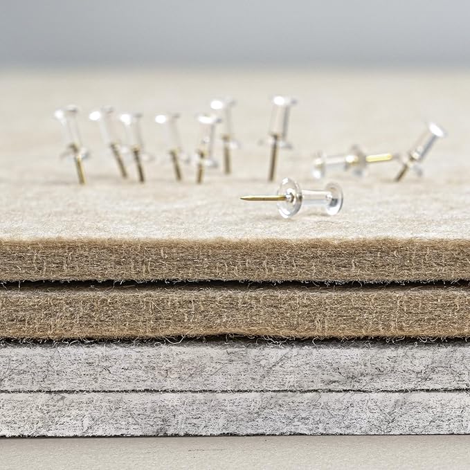 Bulletin Board, 36 x 24 inches Felt Board - Decorative Pin Board, Cork Board Alternative for Wall, 3' x 2' Foldable Picture Board Self-Adhesive Vision Board with 20 Pushpins - Marble White