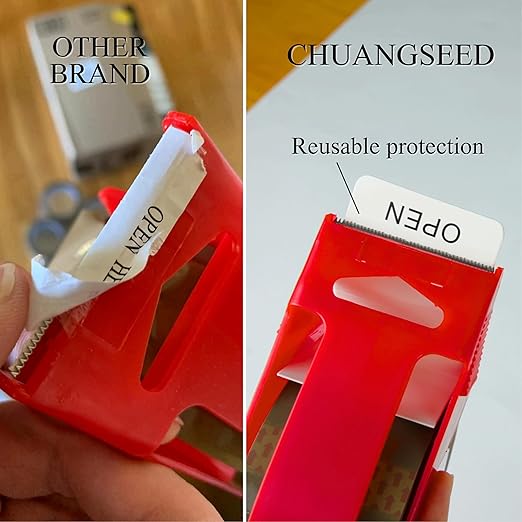 CHUANGSEED Packing Tape with Dispenser – 12 Rolls Brown Shipping Tape (2.4Mil x 1.88” x 60 Yards), Heavy Duty Box Sealing Tape for Moving, Packaging, Office, Warehouse