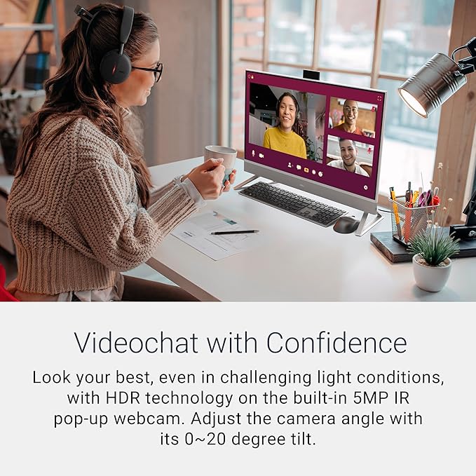 Dell 27 All-in-One Desktop ec27250-27-inch FHD Touch Display, Intel Core 7 Processor 150U, NVIDIA GeForce MX570A 2GB GDDR6 Graphics, 32GB DDR5 RAM, 1TB SSD, Windows 11 Pro, Onsite Service - White