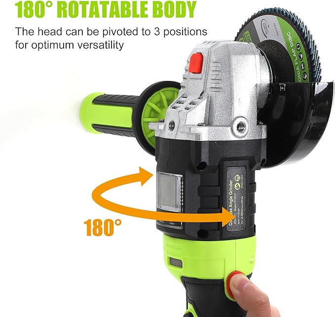 FASTPRO 20V Cordless Angle Grinder, 4-1/2 inch Cut-off Tool with Brushless Motor and 4.0 Ah Battery, Including 10PCS Flap Disc & 5PCS Cutting Wheels