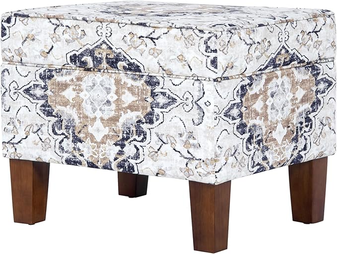 Home Decor | Dinah Collection Modern Storage Ottoman | Ottoman with Storage for Living Room & Bedroom(Antiqued Ebony Cream)