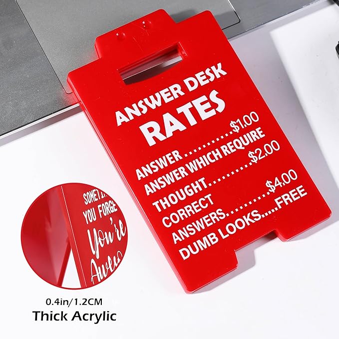 Cool Work Gifts Funny Answer Desk Rates Desk Sign for Men Women Coworker Boss(Answer Desk Rates)