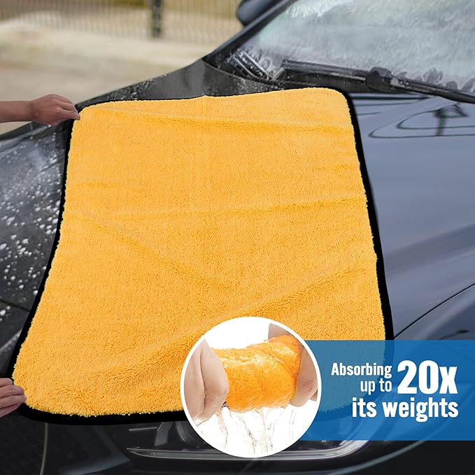 HOMEXCEL Microfiber Towels for Car, Premium Cleaning Cloth Lint Free,Scratch Free, Strong Water Absorption, Car Washing Drying Towel for Household, Auto Detailing, Windows, 16" x 24 ", 3 Pack