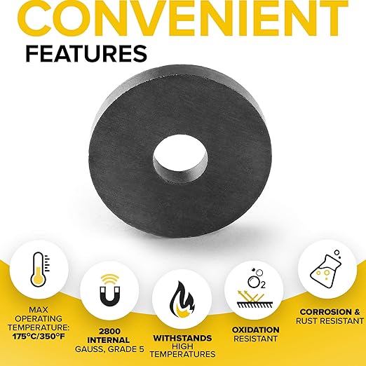 Heavy Duty Ring Magnets - Ultra Strong 1.2" Magnets with Holes for DIY & Crafts - Space Organization Set for Home, Kitchen, Workshop (40 pcs)