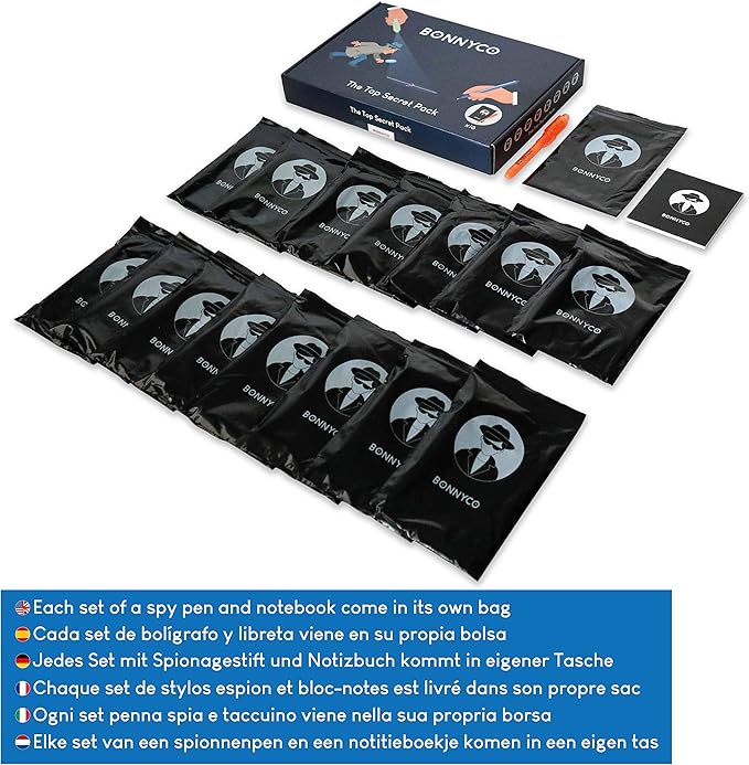 BONNYCO Invisible Ink Pen and Notebook, Pack of 16 Party Favors for Kids Birthday | Spy Pen Party Supplies, Pinata Stuffers, Prizes for Kids | Magic Pen Birthday Party Favors, Prizes for Students