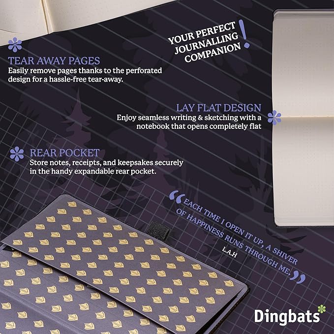 Dingbats* Wildlife Lined Writing Journal Notebook A5 - Vegan Leather Hardcover - Ideal for Work, Travel - Pocket, Elastic Closure, & Bookmark