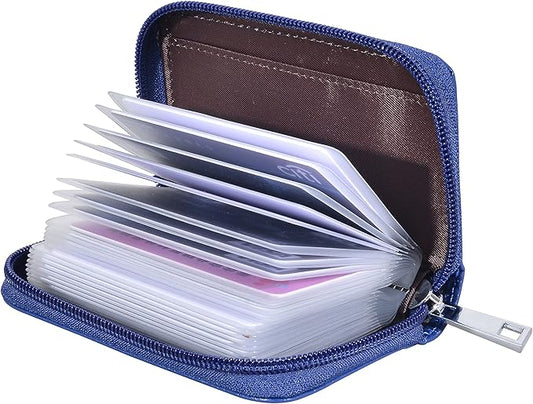 Easyoulife Genuine Leather Credit Card Holder Zipper Wallet With 26 Card Slots