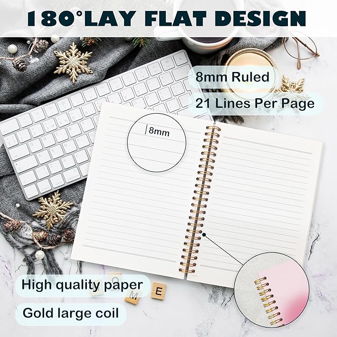 BearCake Trendy Y2K Pink Aura Preppy Notebook Journal, Trust the Process Inspirational Notebooks, Aesthetic Notebooks, Pink Aesthetic Office Supplies, Hardcover Spiral Notebook 5.5x8.3