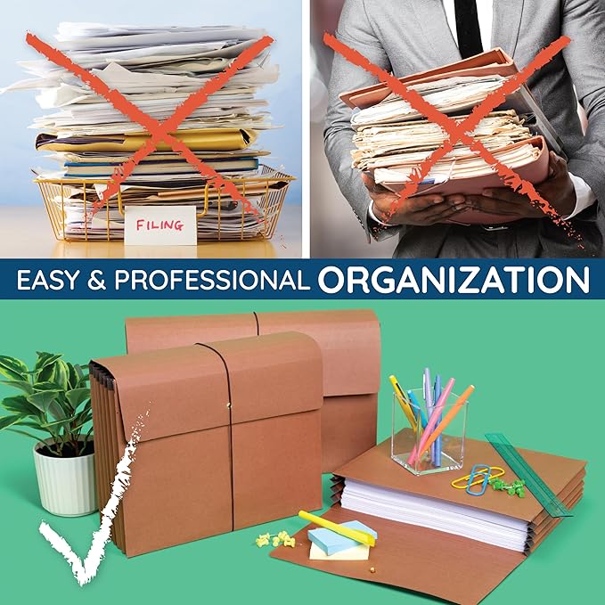 Blue Summit Accordion File Wallet with Flap and Cord Closure, Legal Size, 5.25” Expansion – 10 Pack