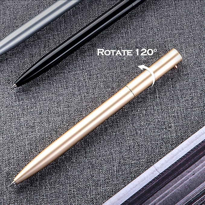 DUNBONG Retractable Metal Gel Pen, 0.5mm Medium Point Ballpoint Pens, Black Gel Ink (Red)