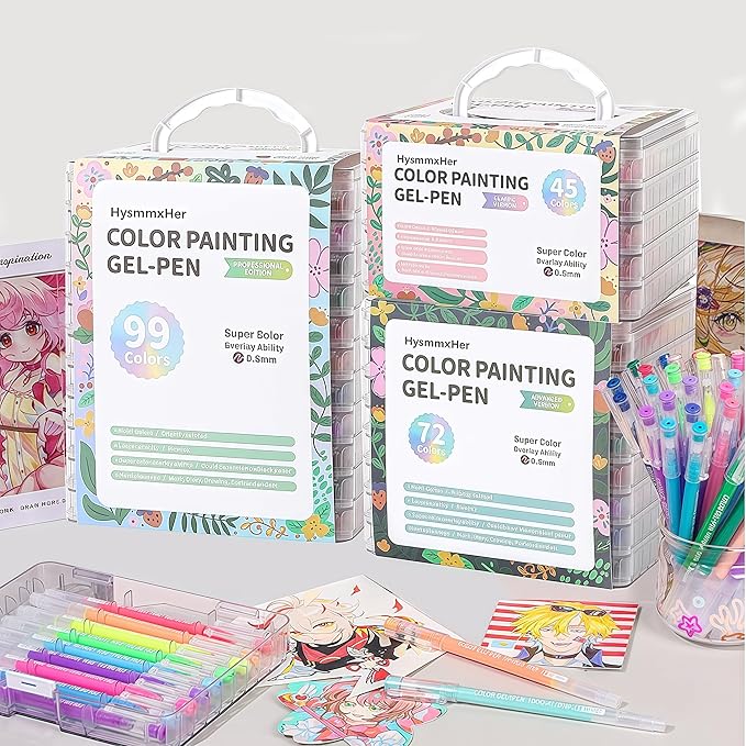 Colored Gel Pens Set, 0.6mm Fine Point for Black & White Paper, Cute Pens for Journaling, Adult Coloring Books, Bible, Drawing, Note Taking, School & Journaling Supplies (45 Basic Colors)