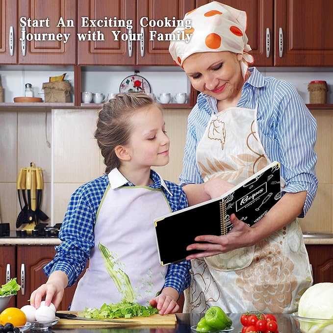 GOLDPEI Blank Recipe Book to Write in Your Own Recipes, Blank Cookbook with 175 Pages for Family Cooking Lover, Recipe Notebook with Tab Sticker Sheets, Recipe Journal, Hardcover, 7.5" x 9.5"