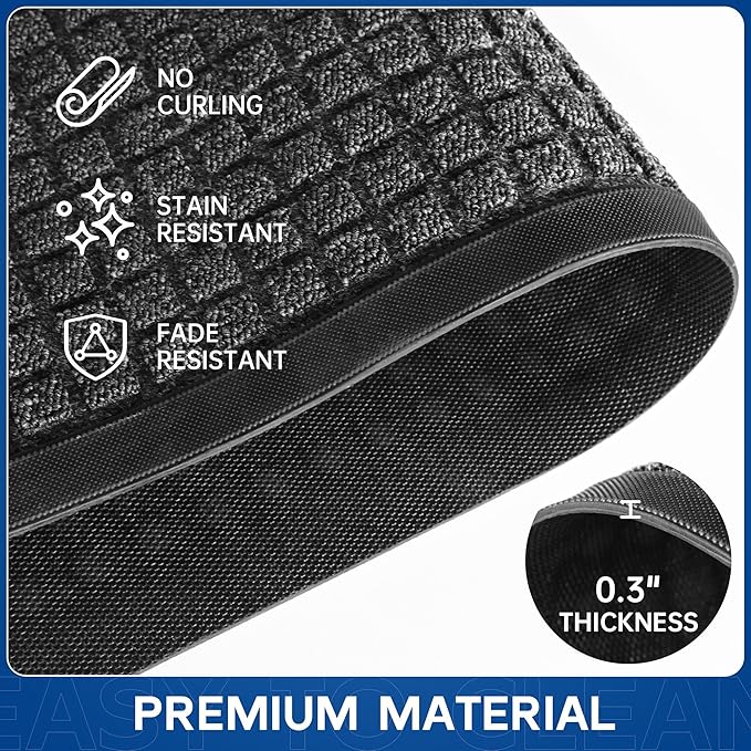 Durable Front Door Mat, 72" x 48" Heavy Duty Indoor Outdoor Doormat for Entryway, Non-Slip Rubber Backing, Stain and Fade Resistant Commercial Floor Mat for Home Office Entry
