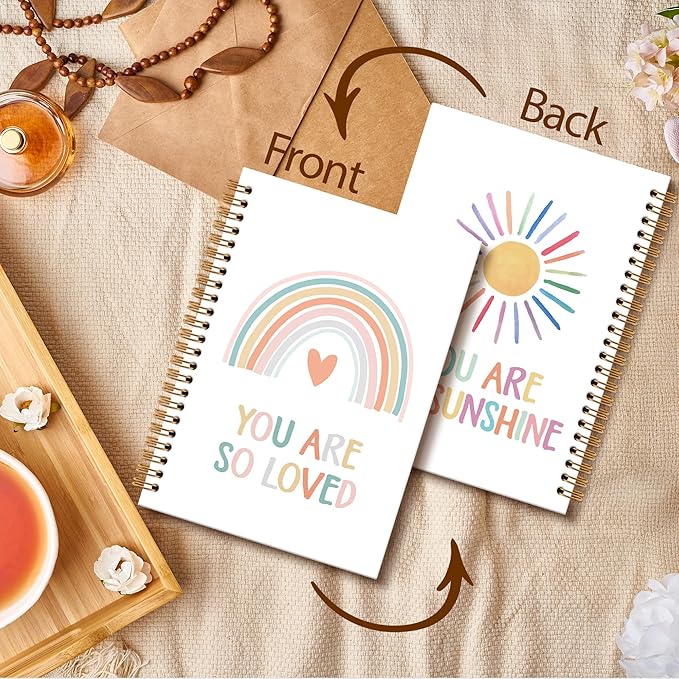 Boho Rainbow Notebook Journal - Inspiration Motivation Spiral Notebook, You are So Loved Notebooks Inspiration Gifts for Kids Girls Boys, Positive Gifts School Nursery Supplies, 6x8.2In