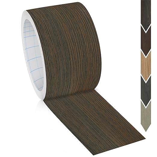 GSCIT Club Wood Grain Repair Tape, 2.3 inch X 25ft Self Adhesive Brown Walnut Grain Repair Patch for Tables, Chairs, Baseboards, Doors, Windows, Floors, Handicraft DIY.
