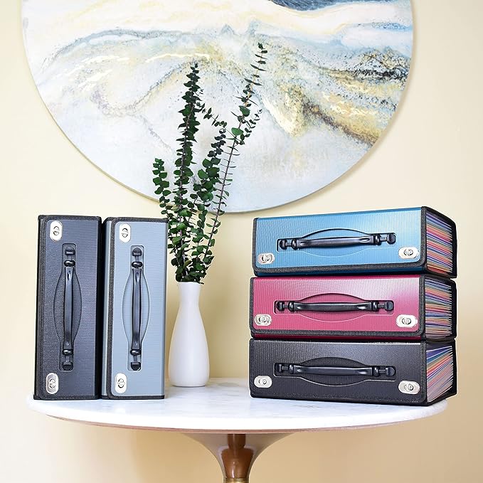 CNK Accordion File Folders with 24 Pockets Organizer for Document Paper Storage Folder Documents Expanding Binder Folio Pocket Receipt Filing Expandable Files Dividers Labels Letter Durable Handle