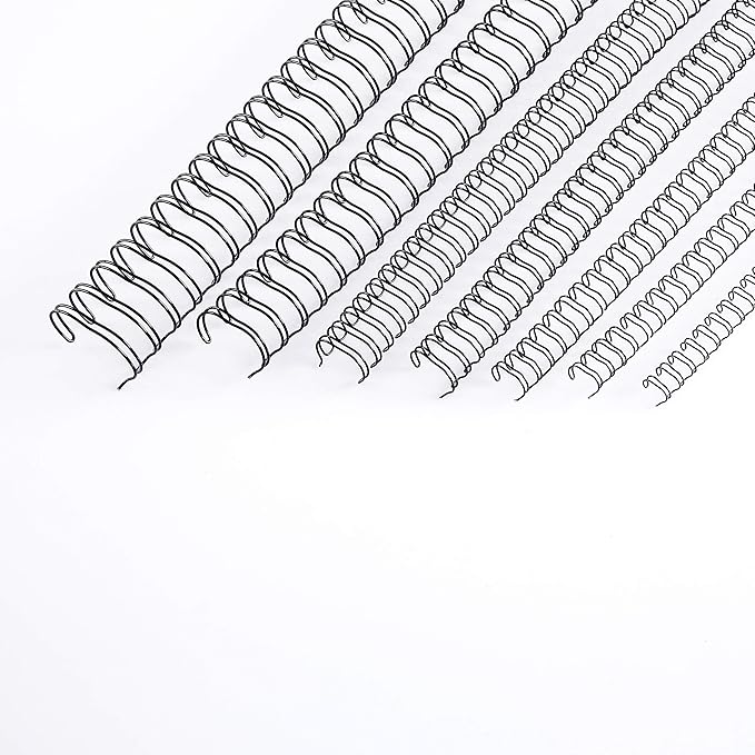 BNC Double Loop Wire Binding Rings Letter Size 3:1 Loops 32 Holes Black Color Pack of 100 (1/4 Inches)