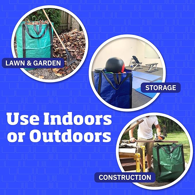 DURASACK Heavy Duty Home and Yard Bags 48-Gallon Reusable Self-Standing Lawn and Leaf Bags Garbage Can with Reinforced Handles, Red