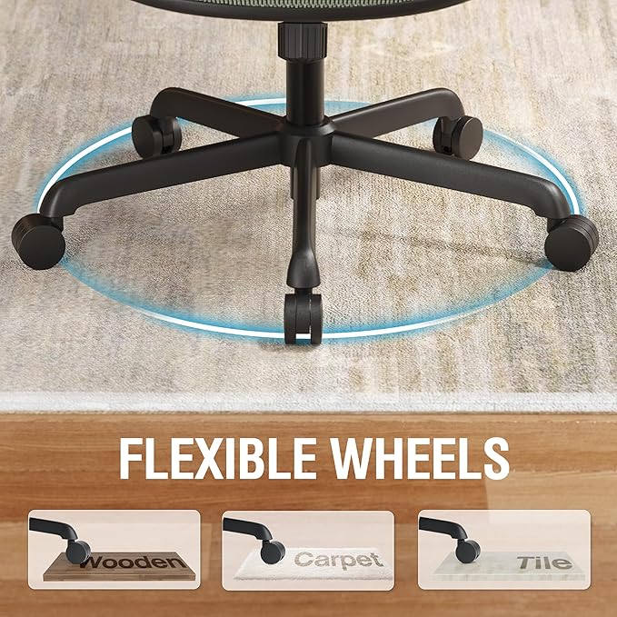 ELABEST T96 Mesh Office Chair,Ergonomic Computer Desk Chair,Sturdy Task Chair- Adjustable Lumbar Support & Armrests,Tilt Function,Comfort Wide Seat,Swivel Home Office Chair