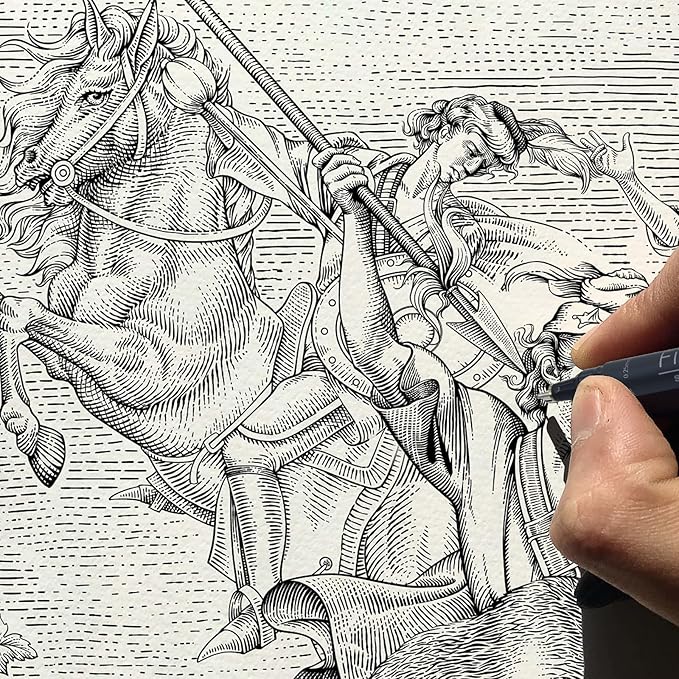 EYEYE Micro Fineliner Pens, Black Drawing Art Pens,12 Archival Pen Waterproof Ink Set Artist Supplies Archival Inking Markers Sketch Outline Pen, Precision Drawing and Sketching Kit