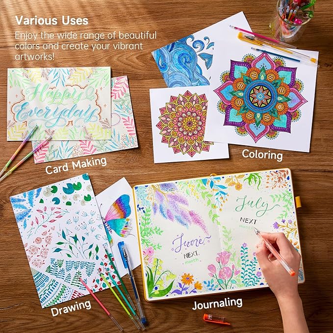 Gel Pen Refills, Shuttle Art 140 Colors (No Duplicates) Gel Pen Refills, 7 Color Types for Kids Adults Coloring Books Drawing Doodling Crafts Scrapbooking Journaling