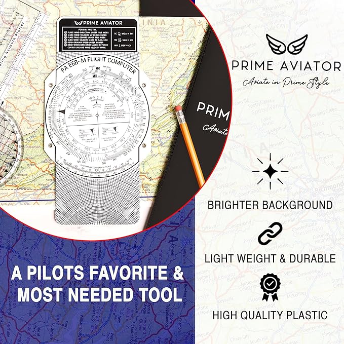 E6B Flight Computer for Pilots – Includes Aviation Plotter, Guidebook & Case – Compatible with IFR/VFR Charts – Flight Training Tool