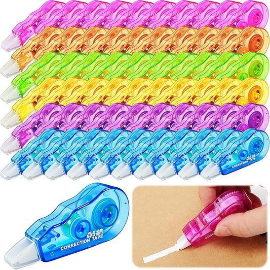Chivao 60 Pack Mini Correction Tape Bulk Ink Corrector Eraser Tape Set 13.12 ft Cute Aesthetic Colorful Instant Correction Applicator for Office School Student Stationery Supplies, 0.2 x 158 Inch