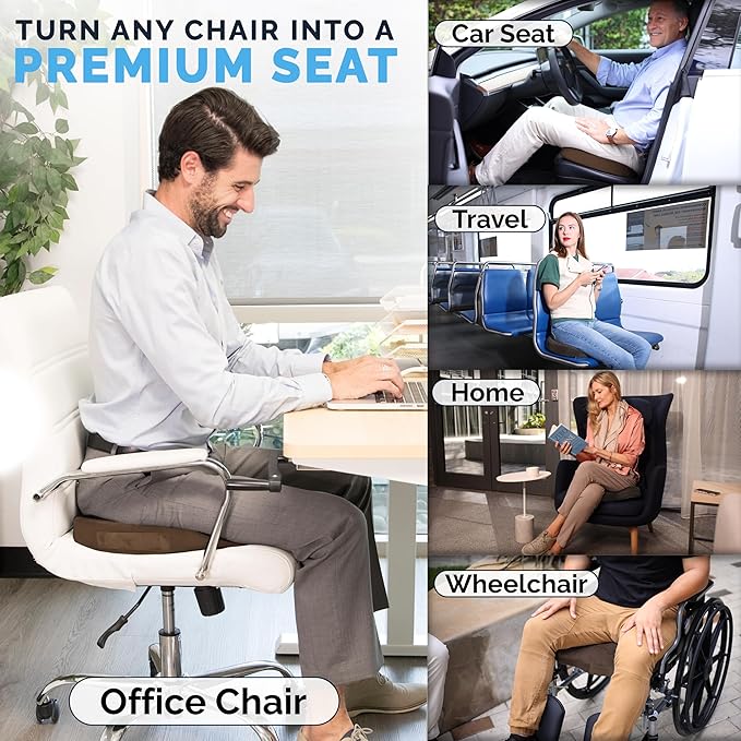 ComfiLife Premium Gel & Memory Foam Seat Cushion – Doctor Recommended Office Chair Cushion, Car Seat Cushion – Chair Cushions for Back & Sciatica Pain Relief – Seat Cushions for Office & Desk (Brown)