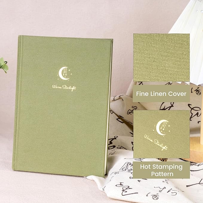 CAGIE Lined Journal Notebook for Women Men, A5 Hardcover Linen Journals For Writing 256 Pages, Aesthetic Womens Diary, Gifts 8.3'' x 5.7'' Olive