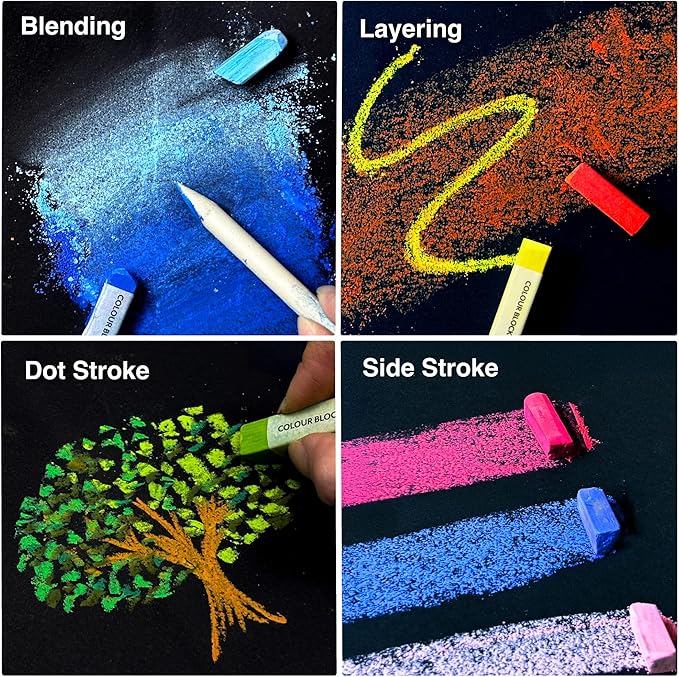 COLOUR BLOCK 80pc Soft Pastels for Artists I Color Chalk Pastels Set, Coloring Charcoal Sticks, Drawing Art Supplies for Adults, Beginners, Kids