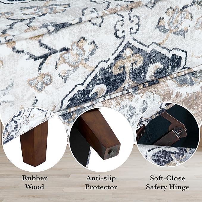 Home Decor | Dinah Collection Modern Storage Ottoman | Ottoman with Storage for Living Room & Bedroom(Antiqued Ebony Cream)