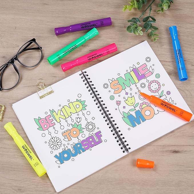 Highlighters Bulk, 108 Pack Tank Style Highlighters Assorted Fluorescent Colors Set, 6 Bright Colors Chisel Tip Highlighter Markers for Kid and Adult Coloring, Highlighting as School Supplies