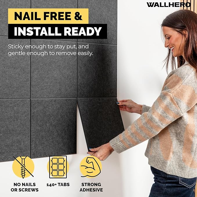 Cork Boards for Office, Dart Board Wall Protector, 59"x36" | 15 Pack | Black Bulletin Board, Cork Board, Cork Board Squares, Homasote Board, Bulletin Board Tiles (Gray Black)