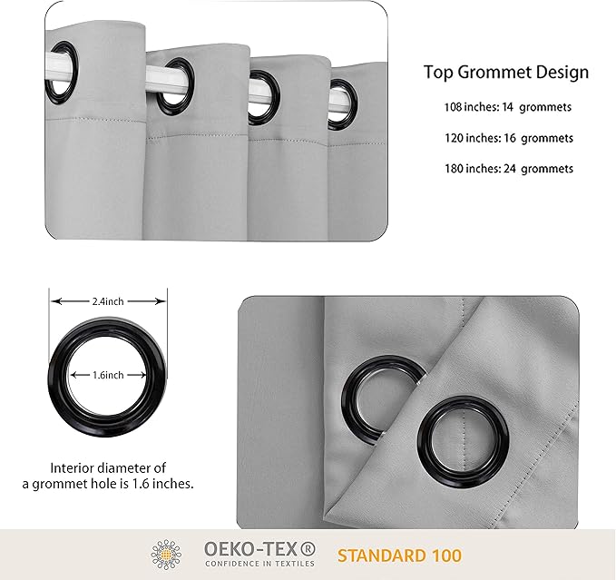 BONZER Room Divider Curtain Total Privacy Wall Extra Wide Grommet Room Darkening Curtains for Patio Sliding Glass Door, 96L x 120W Inch (8L x 10W ft), 1 Panel, Silver